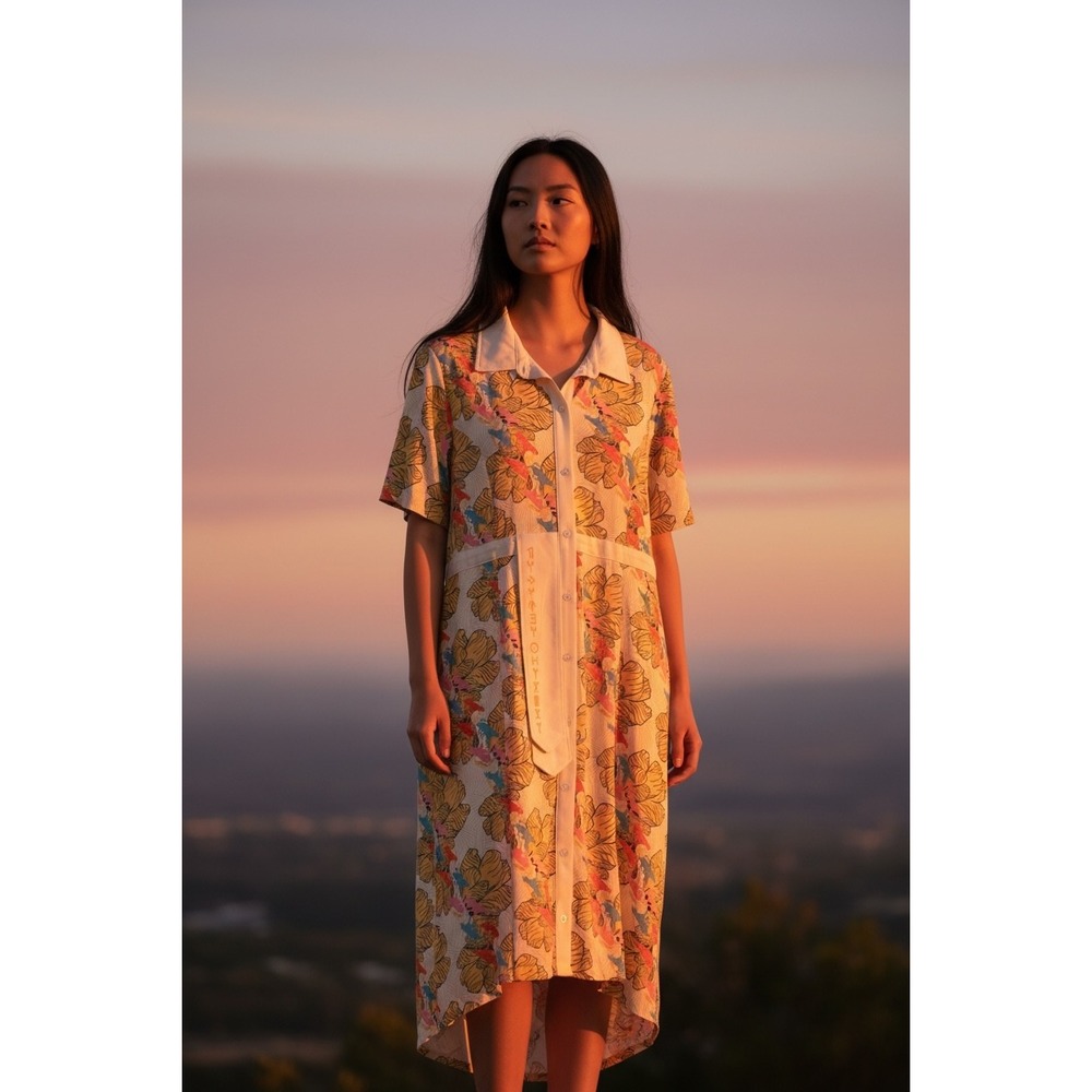 Marvel Black Panther Wakanda Forever Floral Shirt Dress XL NWT High Low Midi